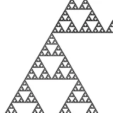 Sierpinski 삼각형 줌 — 같은 패턴이 어느 스케일에서도 반복됩니다 (이미지: Mariko GODA, CC BY-SA 3.0)